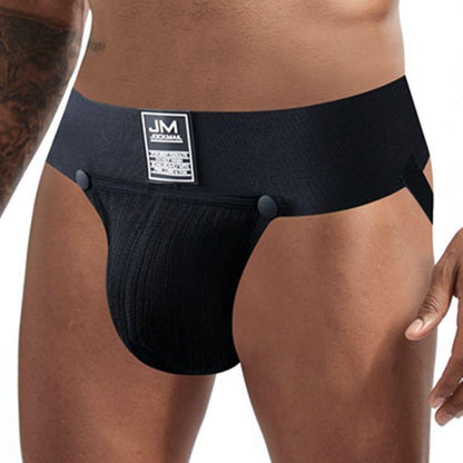 JOCKMAIL Jockstrap with Detachable Pouch men's comfort fit jockstrap in Black, detail view