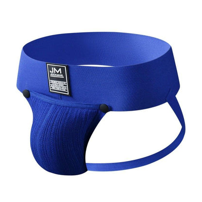 JOCKMAIL Jockstrap with Detachable Pouch men's comfort fit jockstrap in Blue, 3D left side view
