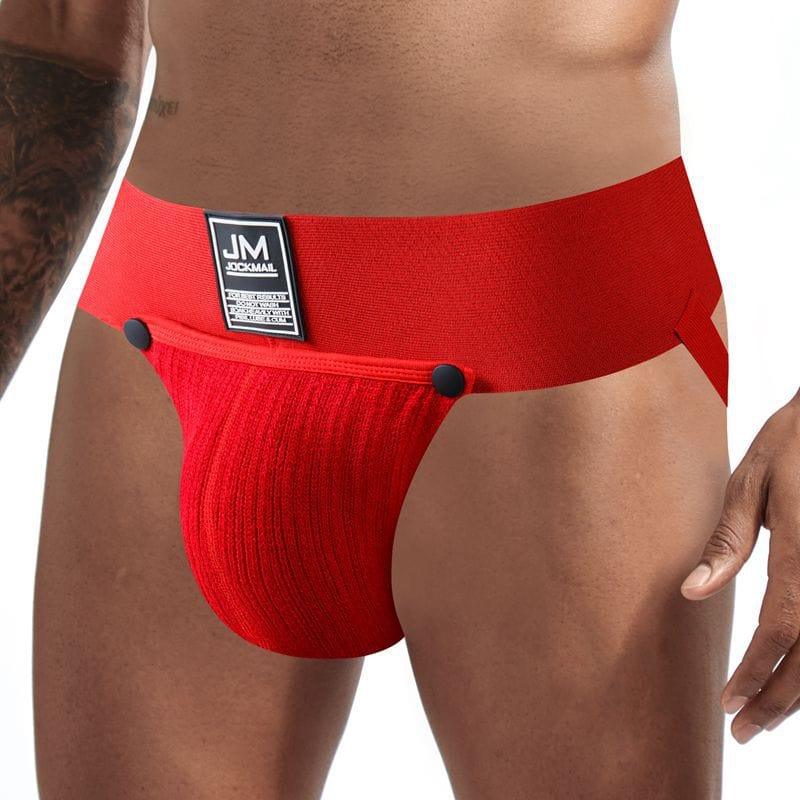 JOCKMAIL Jockstrap with Detachable Pouch men's comfort fit jockstrap in Red, detail view