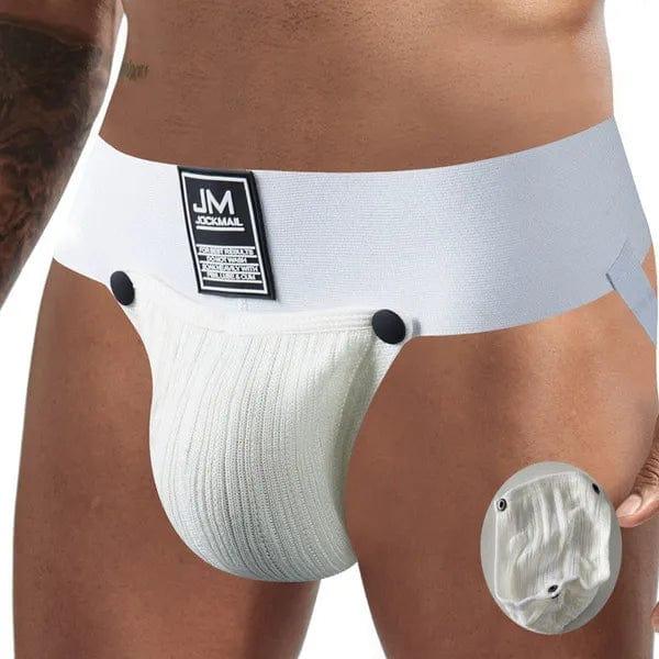 JOCKMAIL Jockstrap with Detachable Pouch men's comfort fit jockstrap in White, detail view