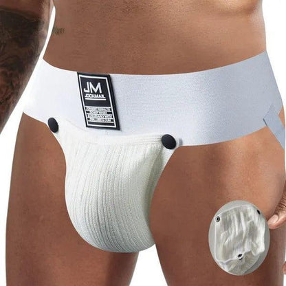 JOCKMAIL Jockstrap with Detachable Pouch men's comfort fit jockstrap in White, detail view