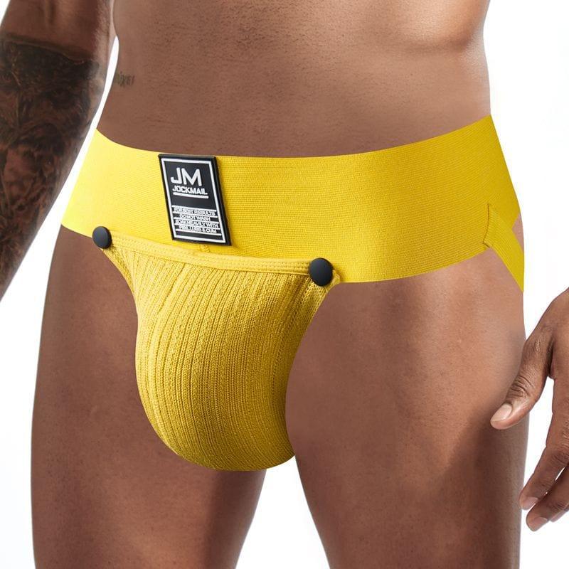 JOCKMAIL Jockstrap with Detachable Pouch men's comfort fit jockstrap in Yellow, detail view