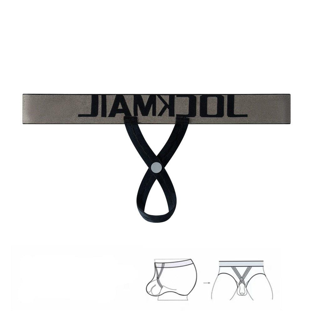 JOCKMAIL Knotted C-String Thong men's stretchable thong in Black, detail view