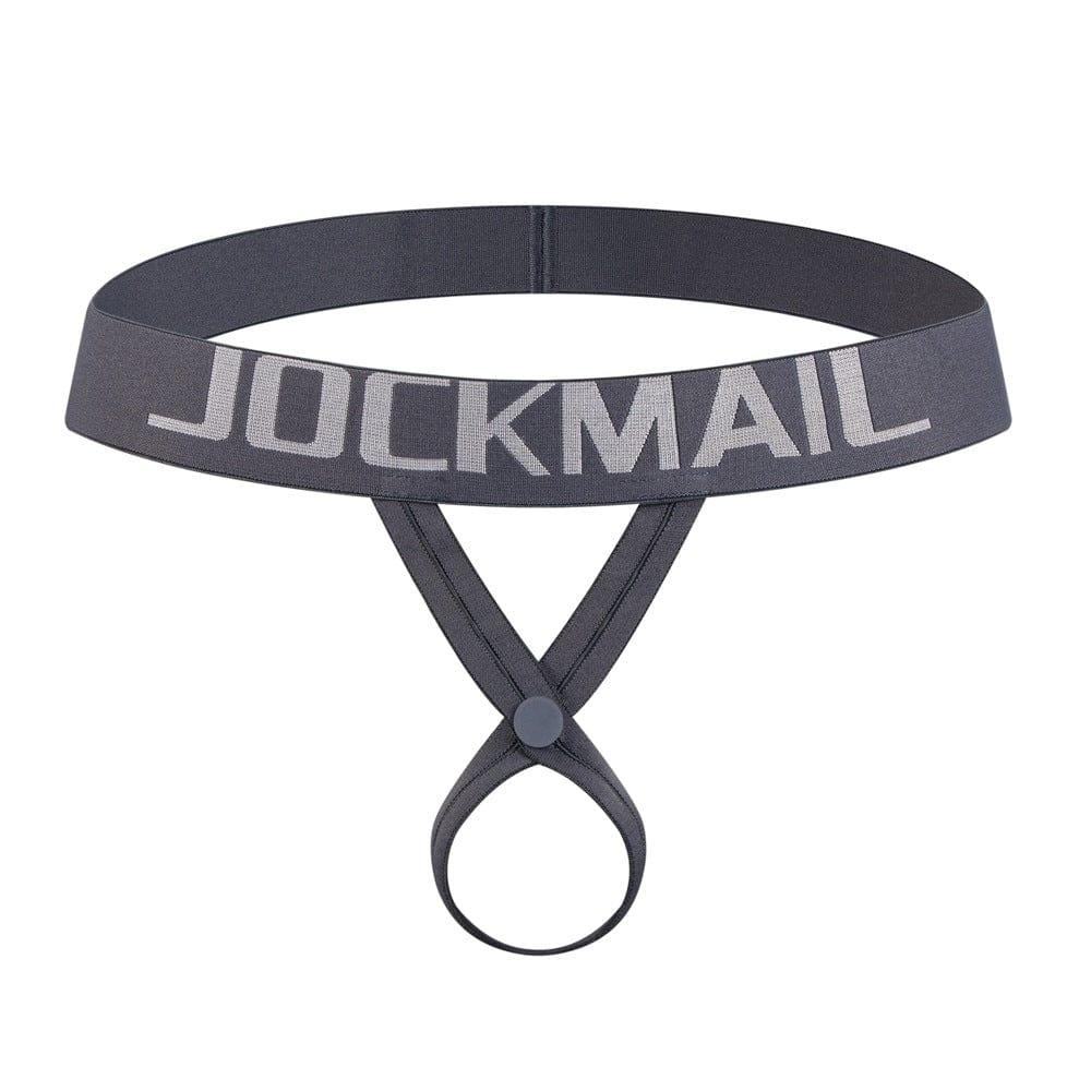 JOCKMAIL Knotted C-String Thong men's stretchable thong in Gray, front view