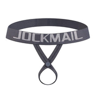 JOCKMAIL Knotted C-String Thong men's stretchable thong in Gray, front view