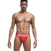 JOCKMAIL Mesh Bikini Briefs men's breathable design briefs in red, front view