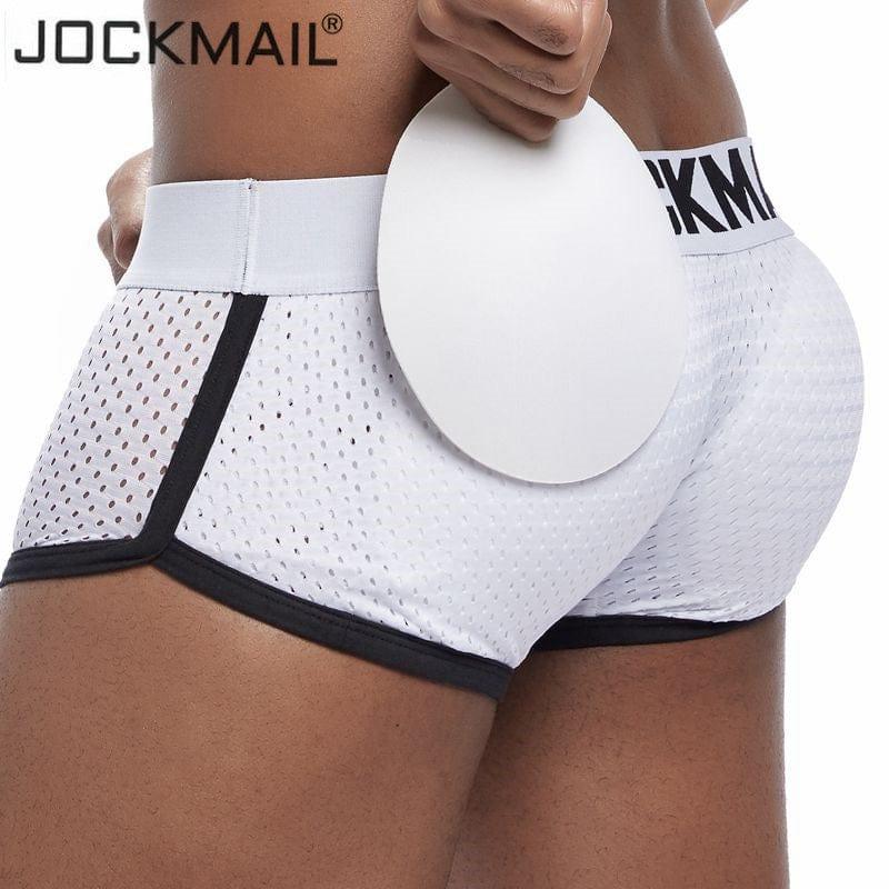 Daily wear|Gym sessions|Holiday parties|Pride events|Night gatherings|Breathable|Butt-lift design|Snug fit|Lightweight|Shaping|Waistline control|Slimming|Abdomen control|Comfort|Proper support|Stylish appearance|Festive mood|Body sculpting|Men's trunks|Low-rise underwear|Mesh trunks|Sponge pad trunks|Sexy trunks|White|Left Side view4