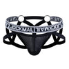JOCKMAIL Mobius Mesh Adjustable Support Dual Jockstrap men's breathable design jockstrap in Black, front view