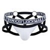 JOCKMAIL Mobius Mesh Adjustable Support Dual Jockstrap men's breathable design jockstrap in White, front view