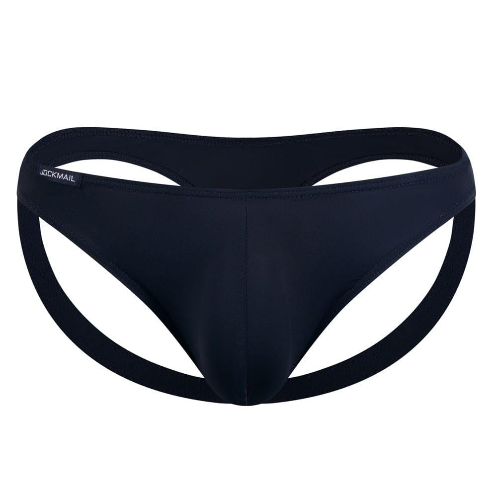 JOCKMAIL NatureVibe Sheer Supportive Jockstrap men's comfort fit jockstrap in Black, front view