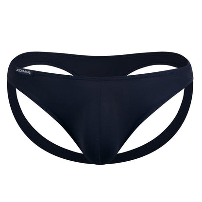 JOCKMAIL NatureVibe Sheer Supportive Jockstrap men's comfort fit jockstrap in Black, front view