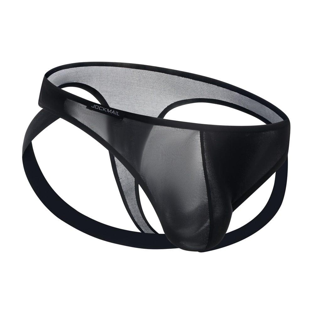 JOCKMAIL NatureVibe Sheer Supportive Jockstrap men's comfort fit jockstrap in Black, left side view