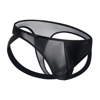 JOCKMAIL NatureVibe Sheer Supportive Jockstrap men's comfort fit jockstrap in Black, left side view
