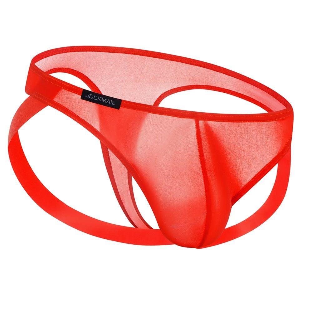 JOCKMAIL NatureVibe Sheer Supportive Jockstrap men's comfort fit jockstrap in Orange, left side view