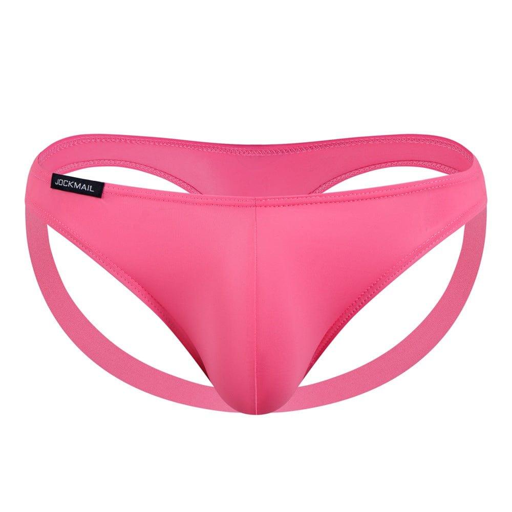 JOCKMAIL NatureVibe Sheer Supportive Jockstrap men's comfort fit jockstrap in Rose Red, front view