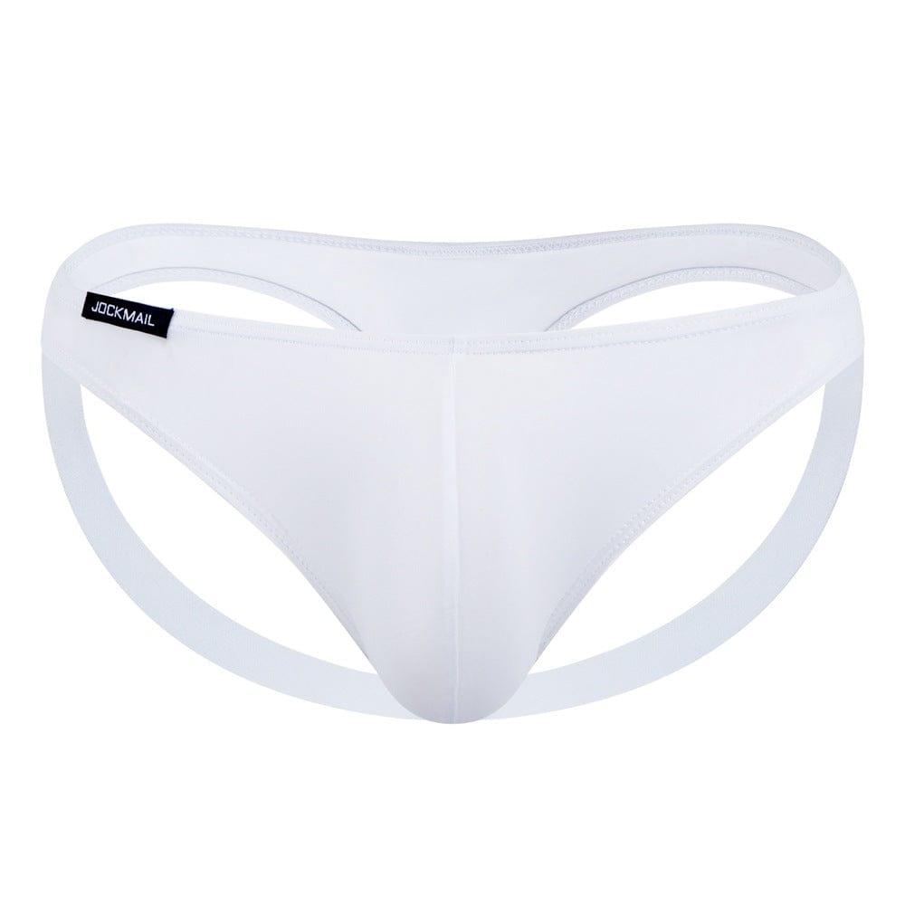 JOCKMAIL NatureVibe Sheer Supportive Jockstrap men's comfort fit jockstrap in White, front view