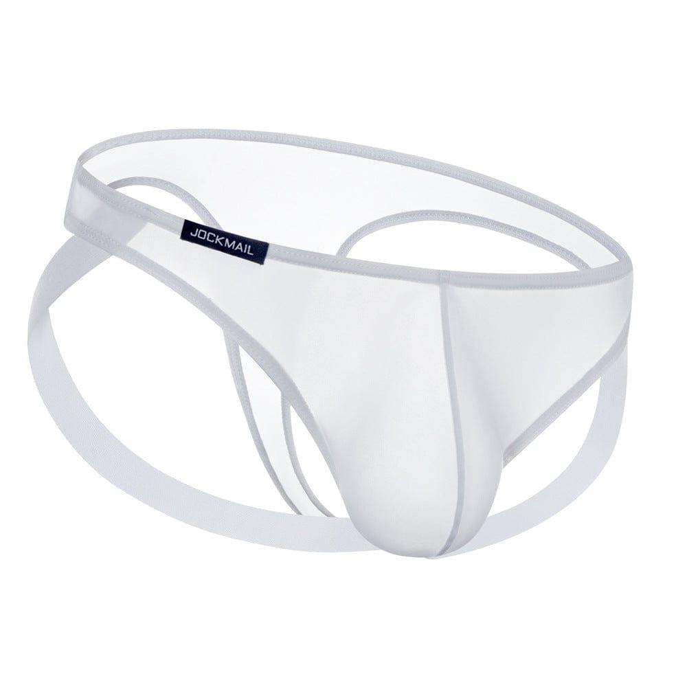JOCKMAIL NatureVibe Sheer Supportive Jockstrap men's comfort fit jockstrap in White, left side view