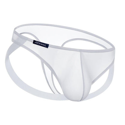 JOCKMAIL NatureVibe Sheer Supportive Jockstrap men's comfort fit jockstrap in White, left side view
