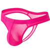 JOCKMAIL NatureVibe Sheer Thong men's comfort fit thong in Rose Red, left side view