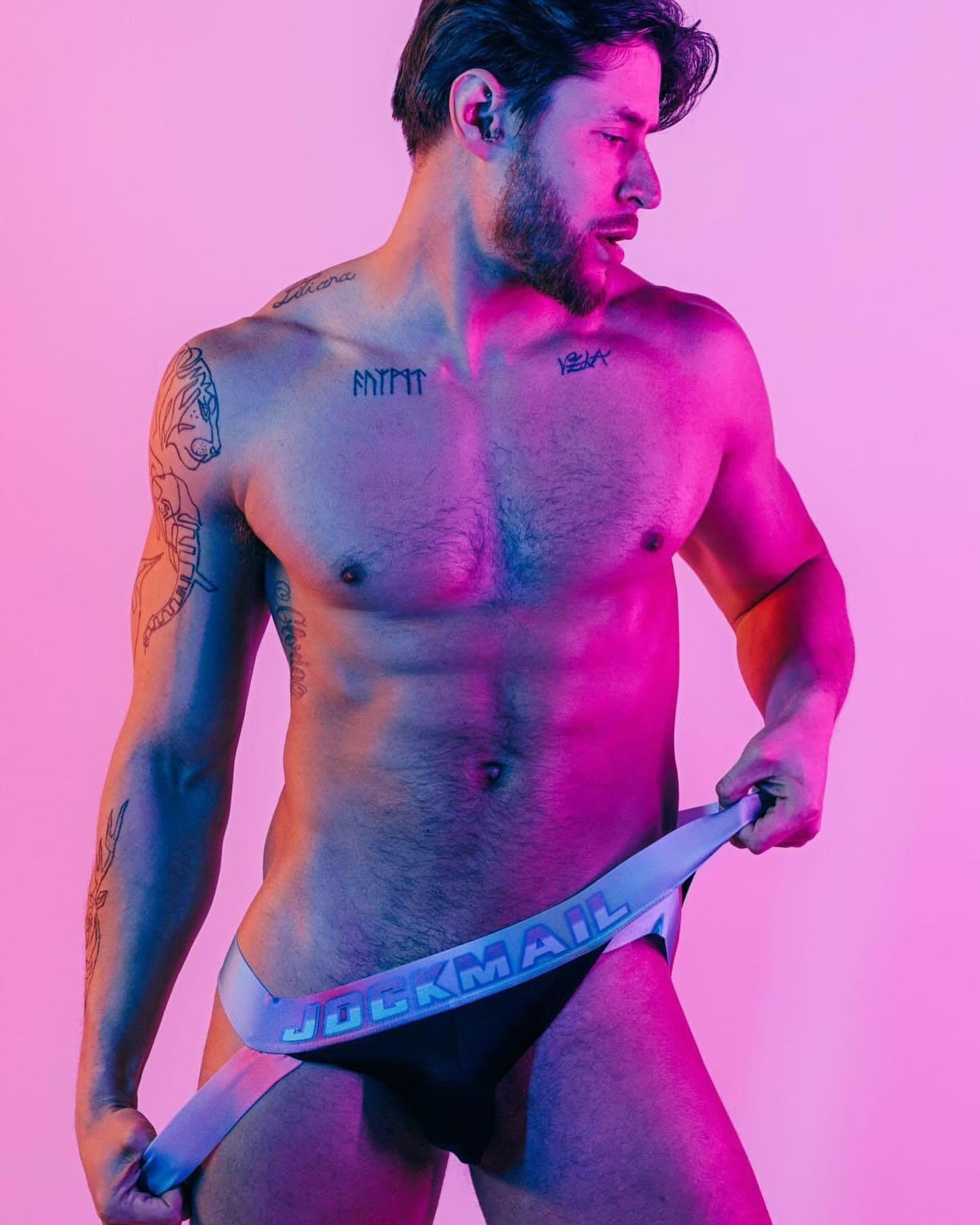 JOCKMAIL Neon Mesh Jockstrap men's breathable design jockstrap in Black, front view