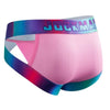 JOCKMAIL Neon Side-Cut Mesh Briefs men's breathable design briefs in bright pink, 3D left side view