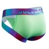 JOCKMAIL Neon Side-Cut Mesh Briefs men's breathable design briefs in green, 3D left side view