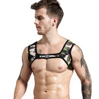 JOCKMAIL Neoprene Sport Harness with a stretchable design in Camo, front view