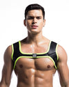 JOCKMAIL Neoprene Sport Harness with a stretchable design in Fluorescent Green, front view