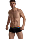 JOCKMAIL Pride Boxers men's breathable underwear in black, front view
