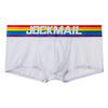 JOCKMAIL Pride Mesh Boxers men's breathable mesh underwear in white, front view