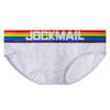 JOCKMAIL Pride Mesh Briefs men's breathable design briefs in white, front view