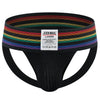 JOCKMAIL Rainbow Big Boy Bulge Pouch Jockstrap men's comfort fit jockstrap in Black, front view
