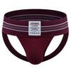 JOCKMAIL Rainbow Big Boy Bulge Pouch Jockstrap men's comfort fit jockstrap in jujube Red, front view