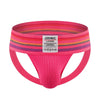 JOCKMAIL Rainbow Big Boy Bulge Pouch Jockstrap men's comfort fit jockstrap in Rose Red, front view