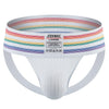 JOCKMAIL Rainbow Big Boy Bulge Pouch Jockstrap men's comfort fit jockstrap in White, front view