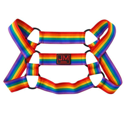 JOCKMAIL Rainbow Sports Harness with a comfort fit design in 914 Rainbow, back view