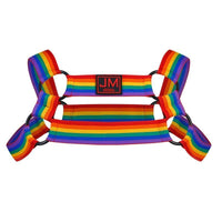 JOCKMAIL Rainbow Sports Harness with a comfort fit design in 914 Rainbow, front view