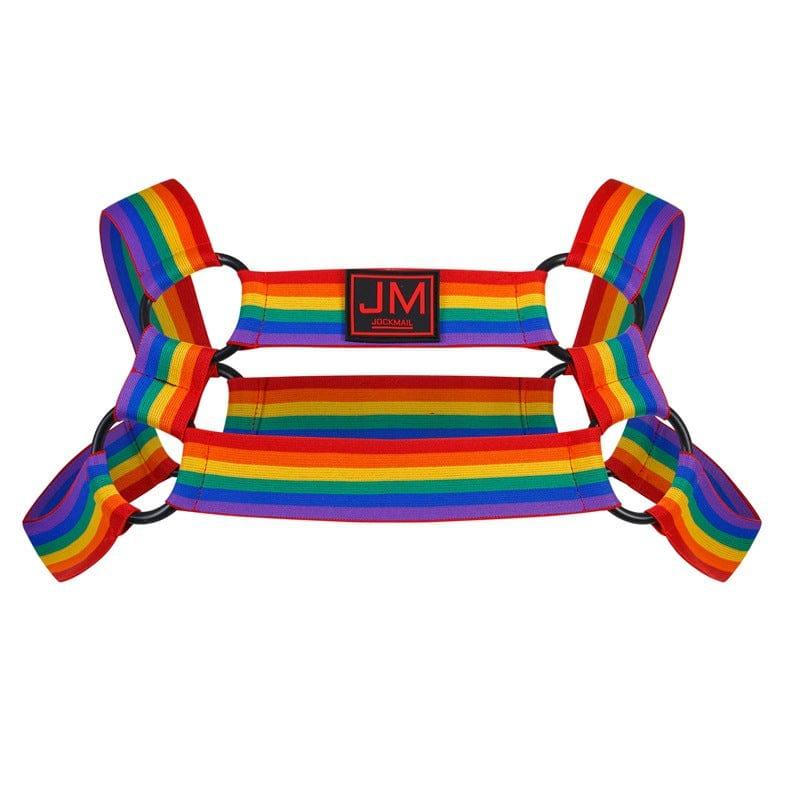 JOCKMAIL Rainbow Sports Harness with a comfort fit design in 914 Rainbow, front view