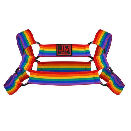 JOCKMAIL Rainbow Sports Harness with a comfort fit design in 914 Rainbow, front view