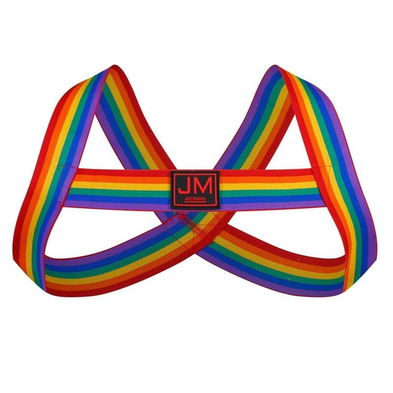 JOCKMAIL Rainbow Sports Harness with a comfort fit design in 915 Rainbow, front view
