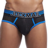 JOCKMAIL Ripple Mesh Bulge Briefs men's breathable design briefs in blue, detail view