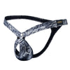 JOCKMAIL Snake Print Ring Thong men's comfort fit thong in Silver, left side view