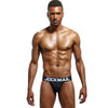 JOCKMAIL Solid Color Bikini Briefs men's moisture wicking briefs in black, front view