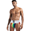 JOCKMAIL Solid Waistband Jockstrap men's comfort fit jockstrap in Rainbow, front view