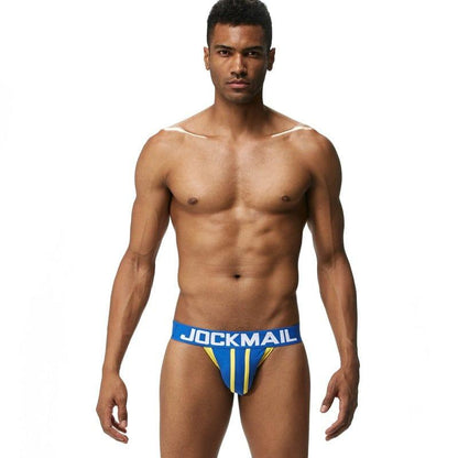 JOCKMAIL Speed Jockstrap men's butt-lift design jockstrap in Colorful Blue, front view