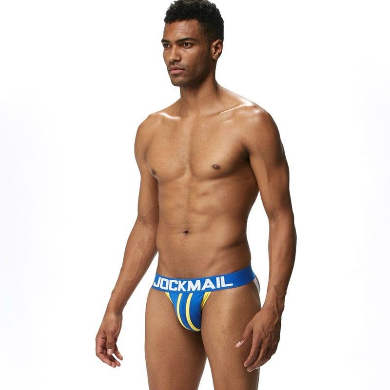 JOCKMAIL Speed Jockstrap men's butt-lift design jockstrap in Colorful Blue, left side view