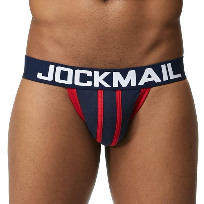JOCKMAIL Speed Jockstrap men's butt-lift design jockstrap in Navy Blue, detail view