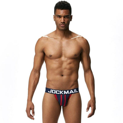 JOCKMAIL Speed Jockstrap men's butt-lift design jockstrap in Navy Blue, front view
