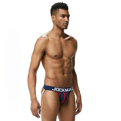 JOCKMAIL Speed Jockstrap men's butt-lift design jockstrap in Navy Blue, left side view