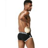 JOCKMAIL Sports Briefs with Sponge Pad men's breathable design briefs in black, back view
